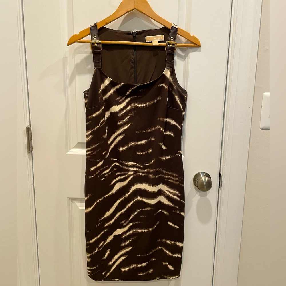 Michael Kors Brown Zebra Print Dress Sz S
